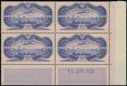 ** POSTE AERIENNE - 15  50f. Burelé, BLOC De 4 CD 15/6/36, TTB - 1927-1959 Nuovi