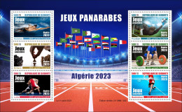 DJIBOUTI 2023 M/S 6V PANARAB GAMES JEUX PANARABES - FOOTBALL WEIGHTLIFTING BADMINTON SWIMMING WRESTLING CHESS ECHECS MNH - Lotta