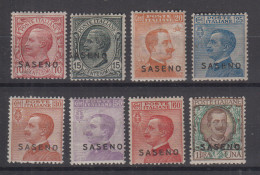 SASENO 1923 SERIE COMPLETA 8 VALORI G.I MNH** 10 C. E 15 C. G.O MLH* - Saseno