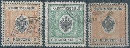 AUSTRIA-L'AUTRICHE-ÖSTERREICH,K.K.Statistische Gebur Revenue Stamps Tax Fiscal,2 & 2 & 10 Kreuzer,Obliterated - Steuermarken