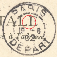 FRANCE - VARIETY &  CURIOSITY - 75 - A3 DEPARTURE CDSs "PARIS DEPART"  ON PC - HOUR MISSING IN DATE BLOCK - 1902 - Brieven En Documenten