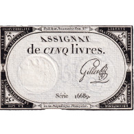 France, 5 Livres, An 2, SERIE 16689, TTB, KM:A76, Lafaurie:171 - Assignate