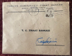 TURKEY,TURKEI,TURQUIE ,TURKIYE CUMHURIYETI  ZIRAAT BANKASI ,ANKARA  TO TASKOPRU ,1958 ,COVER - Lettres & Documents