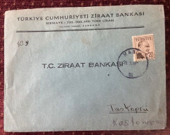 TURKEY,TURKEI,TURQUIE ,TURKIYE CUMHURIYETI  ZIRAAT BANKASI ,MANISA  TO TASKOPRU ,1958 ,COVER - Briefe U. Dokumente