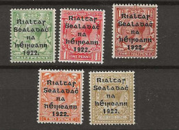 1922 MH Ireland Mi 12-23-II Wide Overprint - Unused Stamps