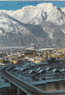D5092) HALL In TIROL Gegen Bettelwurf - Verschneite Häuser Entlang Der Straßenbrücke  - ältere  AK - Hall In Tirol