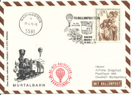 Austria Cover Ballonpost 53. Ballonpostflug Ramingstein 19-4-1975 - Par Ballon