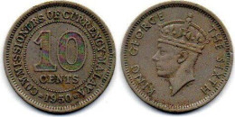 MA 25206  /  Malaya 10 Cents 1950 TB+ - Malaysia