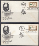 SALE !! 50 % OFF !! ⁕ USA 1960 ⁕ Benjamin Franklin 4c. ⁕ 2v FDC Covers PHILADELPHIA - 1951-1960