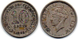 MA 25210  /  Malaya 10 Cents 1950 TB+ - Malaysie