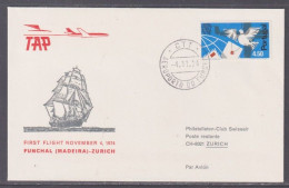 Portugal 1974 TAP Funchal To Zurich Flight Cover - Brieven En Documenten