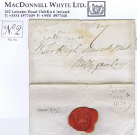 Ireland Tyrone 1836 Framed Fancy "No2" Receiving House Of Dromore And Black Italic "Omagh/Penny Post" Cover To Ballygawl - Préphilatélie