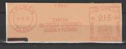 Polen Freistempel Briefstück Poznan Posen 1937 Zaklad - Machines à Affranchir (EMA)