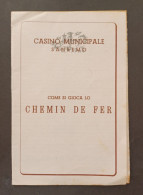 CASINO SANREMO LIBRETTO MANUALE DI GIOCO CHEMIN DE FER EPOCA 70 ORIGINALE - Casino Cards