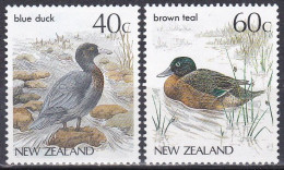 Neuseeland New Zealand 1987 Tiere Fauna Animals Vögel Birds Oiseaux Aves Uccelli Enten Ducks, Mi. 984-5 ** - Unused Stamps