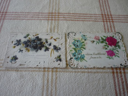 2 Cartes Découpi " Bonne Année " & " Je Ne T'oulierai Jamais "   / 10,5 Cm - 7,5 Cm - Fleurs