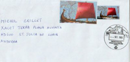 Norvège : Les Drakkars Vikings, Lettre 2023 Norvège à Andorra (Principat) Avec Timbre à Date Illustré Andorra - Lettres & Documents