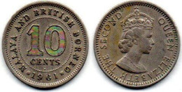 MA 25263 / Malaya 10 Cents 1961 H TTB - Maleisië