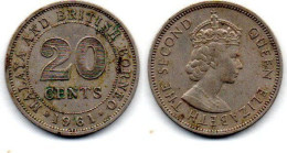 MA 25268 / Malaya 20 Cents 1961 TB+ - Malaysia