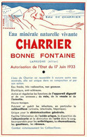 Eau Minérale Radioactive Charrier Bonne Fontaine Laprugne Allier Publicité - Advertising (Photo) - Objects