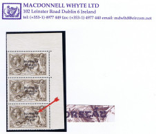 Ireland 1927 Composite Dates Saorstat 3-line 2/6d "Wide & Narrow" Vertical Strip With "Raised "a" Mint - Unused Stamps