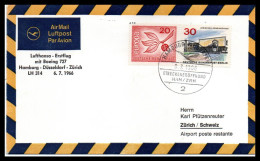 FFC Lufthansa  Hambourg-Dusseldorf-Zurich  06/07/1966 - Briefe U. Dokumente