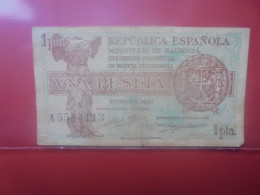 ESPAGNE 1 PESETA 1937 Circuler (B.30) - [ 5] Department Of Finance Issues