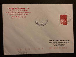 LETTRE TP M DE LUQUET TVP ROUGE OBL.5-10 2004 84 ORANGE AIR VAUCLUSE + BASE AERIENNE 115 - Military Airmail