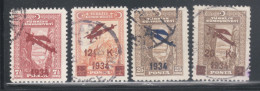 TURKEY,TURKEI,TURQUIE ,SURCHARGED AIRMAIL STAMPS FIRST ISSUE ,USED STAMPS ,1934 - Gebraucht