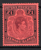 Leeward Islands 1938-51 KGVI Definitives - £1 Brown-purple & Black On Red MNH (SG 114) - Leeward  Islands