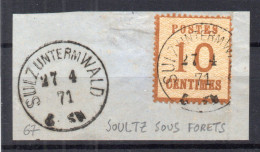 !!! ALSACE LORRAINE, N°5 CACHET DE SOULTZ SOUS FORETS SUR FRAGMENT - Used Stamps