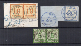!!! LOT D'OBLITERATIONS DE METZ SUR TIMBRES D'ALSACE LORRAINE - Used Stamps