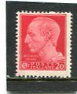 ITALIA - 1945  20c  DEFINITIVE   NO  WMK   MINT NH - Mint/hinged