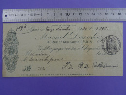 Chèque BANQUE MARCEL DAUCHEZ (PARIS) Timbre Fiscal De 50c - Cheques En Traveller's Cheques