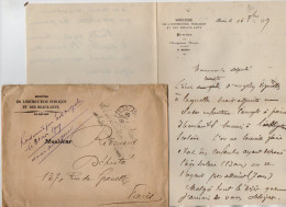 TB 4376 - 1909 - Lettre En Franchise Du Ministère De L'Instruction Publique.... à PARIS Pour M. Le Député RIDOUARD - Cartas Civiles En Franquicia