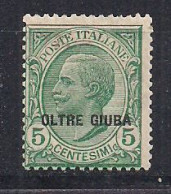 COLONIE ITALIANE OLTRE GIUBA 1925  FRANCOBOLLI D'ITALIA DEL 1901-23 SOPRASTAMPATO SASS. 3  MLH VF - Oltre Giuba