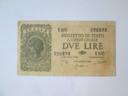 Italy 2 Lire 1944 Banknote See Pictures - Italia – 2 Lire