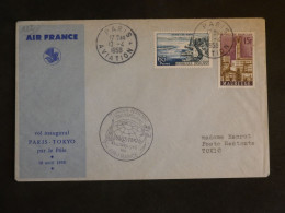 DB21 FRANCE  BELLE LETTRE RARE   1958  1ER VOL PARIS TOKYO JAPAN  + AFFRANCH PLAISANT - 1927-1959 Brieven & Documenten
