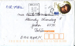 Australia Cover Sent To Denmark Adelaide 12-4-2013 Single Franked - Lettres & Documents