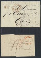 1836, Twee Brieven Met Rode Datumstempel MEENEN In 1836 Naar Gand Met PP In Kader En Brussel, Zm - 1830-1849 (Unabhängiges Belgien)