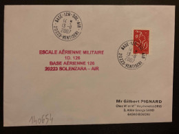 LETTRE TP M DE LAMOUCHE TVP ROUGE OBL.13-11 2007 BASE 126 SOL AIR 20223 VENTISERI + ESCALE AERIENNE MILITAIRE BA 126 - Correo Aéreo Militar