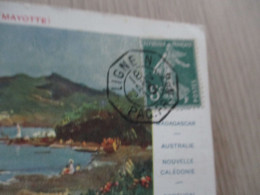 M45 Sur CPA Messageries Maritimes Djemnah En Rade Mayotte Cachet Ligne N Paq.FR.N°4 18/01/1910 - Storia Postale