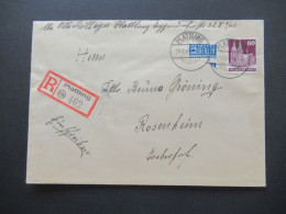 1949 Bizone Bauten MiF Nr.93 EF Mit Notopfermarke Einschreiben Plattling Nach Rosenheim Mit Ank. Stempel - Briefe U. Dokumente