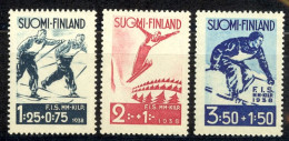 Finland Sc# B31-B33 MNH 1938 Skiing - Unused Stamps