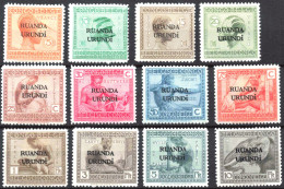 Timbre - Ruanda Urundi - COB 50/61* - 1924 - Timbre Congo Belge Surchargés Ruanda Urundi - Cote 45 - Nuevos