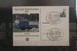 Deutschland 1991;Ganzsache Tag Der Briefmarke: THW Montabaur; SST - Private Postcards - Used