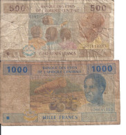CONGO 500-1000 FRANCS 2002 VG ( 2 Billets ) - Sin Clasificación