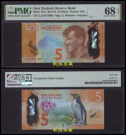 New Zealand 5 Dollars, 2015, AA Prefix, IBNS Winner Note, PMG68 - Nouvelle-Zélande