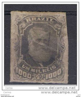 BRASILE:  1878  PEDRO  II°  -  1000 R. VIOLETTO  GRIGIO  US. -  YV/TELL. 46 - Used Stamps