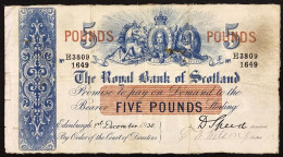 SCOTLAND Scozia  5 Pounds 1935 Pick # 317 Taglietti Marginali Mb+/Q.Bb  LOTTO 1057 - 20 Pounds